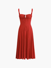 Langes Kleid in A-Linie mit Schlitz und Bindeband vorne